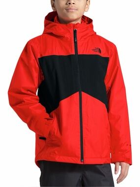 The North Face Red and Black Colorblock Hooded Jacket